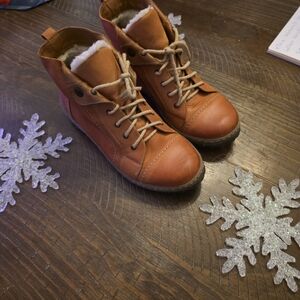 Men's Brown Leather Boots with Sturdy Sole